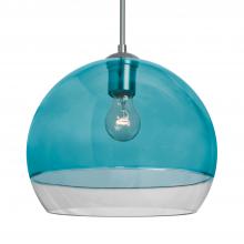 Besa Lighting J-ALLY12BL-SN-L - Besa, Ally 12 Cord Pendant For Multiport Canopy, Coral Blue/Clear, Satin Nickel Finish