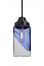 Besa Lighting J-BLINKBL-BK - Besa, Blink Cord Pendant For Multiport Canopy, Trans. Blue/Clear, Black Finish, 1x60W Medium Base