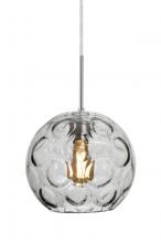 Besa Lighting J-BOMYCL-EDIL-SN-L - Besa Bombay Pendant For Multiport Canopy, Clear, Satin Nickel Finish, 1x8W LED Filament, 15ft.