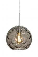 Besa Lighting J-BOMYSM-EDIL-SN-L - Besa Bombay Pendant For Multiport Canopy, Smoke, Satin Nickel Finish, 1x8W LED Filament, 15ft.