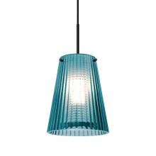 Besa Lighting J-DIONBL-BK - Besa Dion Pendant for Multiport Canopy, Blue Shade, Black Finish, 1x60W Medium Base