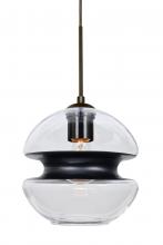 Besa Lighting J-HULA8BK-BR - Besa, Hula 8 Cord Pendant for Mulitport Canopy, Clear/Black, Bronze Finish, 1x60W Medium Base