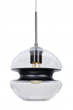 Besa Lighting J-HULA8BK-EDIL-SN - Besa, Hula 8 Cord Pendant for Mulitport Canopy, Clear/Black, Satin Nickel Finish, 1x8W LED Filament