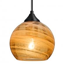 Besa Lighting J-JILLYAM-BK - Besa, Jilly Cord Pendant For Multiport Canopy, Vapor Amber, Black Finish, 1x60W Medium Base