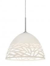 Besa Lighting J-KIEVWH-LED-SN - Besa Kiev Pendant for Multiport Canopy, White, Satin Nickel Finish, 1x9W LED