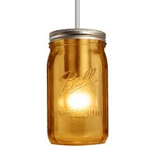 Besa Lighting J-MILO4AM-SN-L - Besa Pendant For Multiport Canopy Milo 4 Satin Nickel Amber 1x40W Medium Base A15, 15Ft. Cord