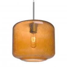 Besa Lighting J-NILES10AM-SN-L - Besa Niles 10 Pendant For Multiport Canopy, Amber Bubble, Satin Nickel Finish, 1x60W Medium Base