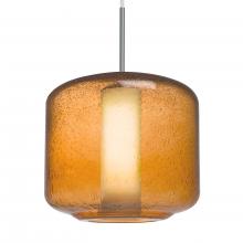 Besa Lighting J-NILES10AO-LED-SN-L - Besa Niles 10 Pendant For Multiport Canopy, Amber Bubble/Opal, Satin Nickel Finish, 1x5W LED, 15ft.