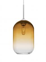 Besa Lighting J-OMEGA12AM-SN-L - Besa, Omega 12 Cord Pendant For Multiport Canopies, Amber/Clear, Satin Nickel Finish