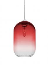 Besa Lighting J-OMEGA12RD-SN-L - Besa, Omega 12 Cord Pendant For Multiport Canopies, Red/Clear, Satin Nickel Finish