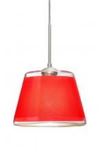 Besa Lighting J-PIC9RD-SN-L - Besa Pendant For Multiport Canopy Pica 9 Satin Nickel Red Sand 1x75W Medium Base, 15Ft. Cord