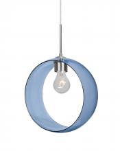 Besa Lighting J-PLATOBL-SN-NI-L - Besa, Plato Cord Pendant For Multiport Canopies, Blue, Satin Nickel Finish, 1x60W Medium Base