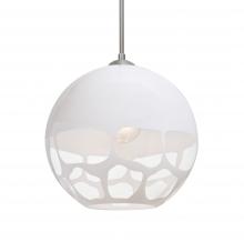 Besa Lighting J-ROCKYWH-SN-L - Besa, Rocky Cord Pendant For Multiport Canopies, White, Satin Nickel Finish, 1x60W Medium Base