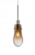 Besa Lighting J-WISHAM-EDIL-SN - Besa, Wish Cord Pendant for Mulitport Canopy, Amber/Clear, Satin Nickel Finish, 1x4W LED Filament
