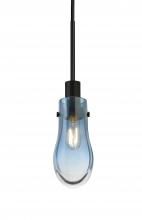 Besa Lighting J-WISHBL-BK - Besa, Wish Cord Pendant for Mulitport Canopy, Blue/Clear, Black Finish, 1x40W E12 Base