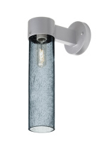 Besa Lighting JUNI16BL-WALL-EDIL-SL - Besa, Juni 16 Outdoor Sconce, Blue Bubble, Silver Finish, 1x4W LED Filament