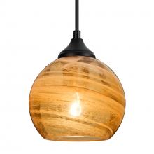 Besa Lighting OP-JILLYAM-BK - Besa, Jilly Outdoor Pendant, Vapor Amber, Black Finish, 1xE26 Base