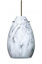 Besa Lighting RXP-1713MG-BR-L - Besa Pendant Pera 6 Bronze Marble Grigio 1x50W MAX GY6.35 Base, 15Ft. Cord