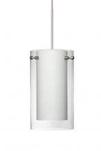 Besa Lighting RXP-C44007-LED-SN-L - Besa Pendant Pahu 4 Satin Nickel Clear/Opal 1x5W LED, 15Ft. Cord