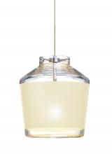 Besa Lighting RXP-PIC6CR-SN-L - Besa Pendant Pica 6 Satin Nickel Creme Sand 1x50W MAX GY6.35 Base, 15Ft. Cord