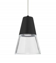 Besa Lighting RXP-TIMO6BC-LED-SN-L - Besa, Timo 6 Cord Pendant, Clear/Black, Satin Nickel Finish, 1x9W LED, 15Ft. Cord
