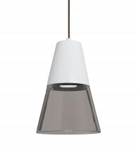 Besa Lighting RXP-TIMO6WS-LED-BR-L - Besa, Timo 6 Cord Pendant, Smoke/White, Bronze Finish, 1x9W LED, 15Ft. Cord