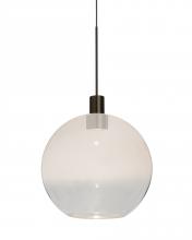 Besa Lighting X-NEWTON8WC-LED-BR - Besa, Newton 8 Cord Pendant for Multiport Canopy, Milky White/Clear, Bronze Finish, 1x3W LED