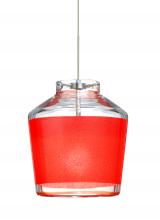 Besa Lighting X-PIC6RD-LED-SN-L - Besa Pendant For Multiport Canopy Pica 6 Satin Nickel Red Sand 1x5W LED, 15Ft. Cord