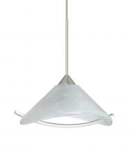 Besa Lighting XP-181304-SN-L - Besa Pendant Hoppi Satin Nickel Marble/Clear 1x50W MAX GY6.35 Base, 15Ft. Cord