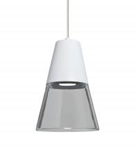 Besa Lighting XP-TIMO6WC-LED-SN-L - Besa, Timo 6 Cord Pendant, Clear/White, Satin Nickel Finish, 1x9W LED, 15Ft. Cord