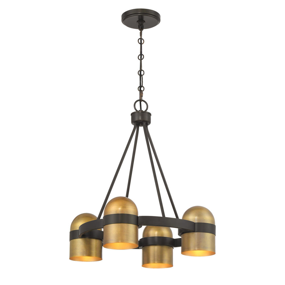 Andover 4-Light Chandelier in Mediterranean Bronze and Riviera Brass
