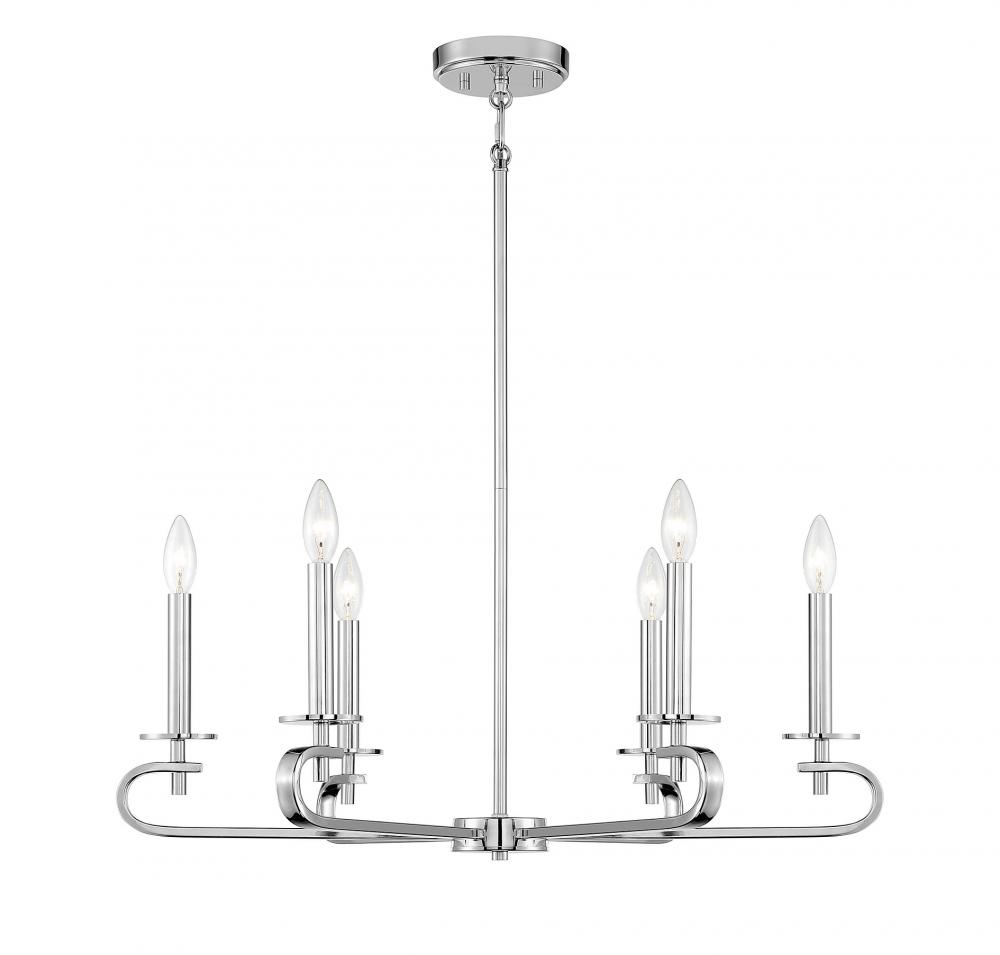 Torino 6-Light Chandelier in 
Polished Nickel