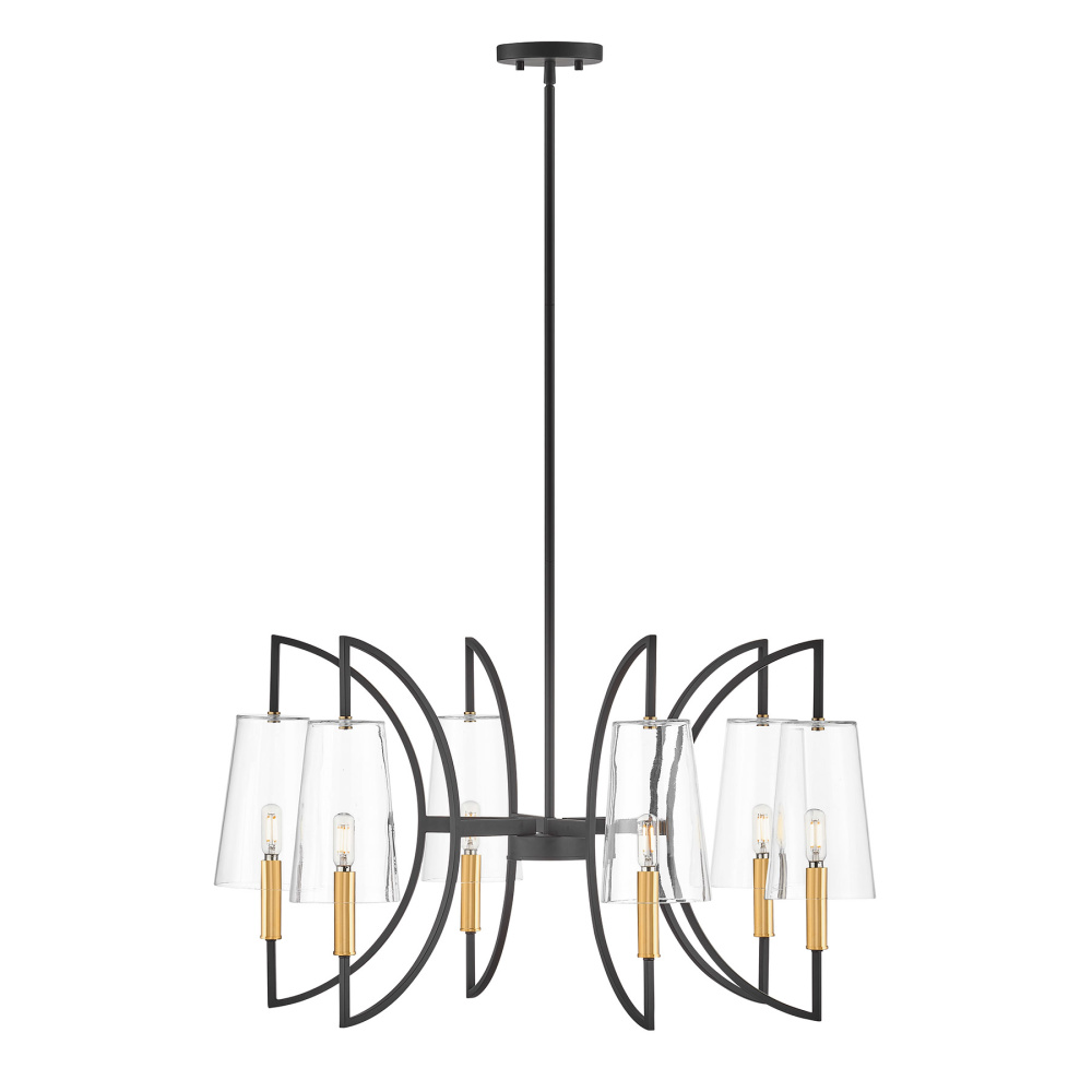 Hanley 6-Light Chandelier in Matte Black and Warm Brass