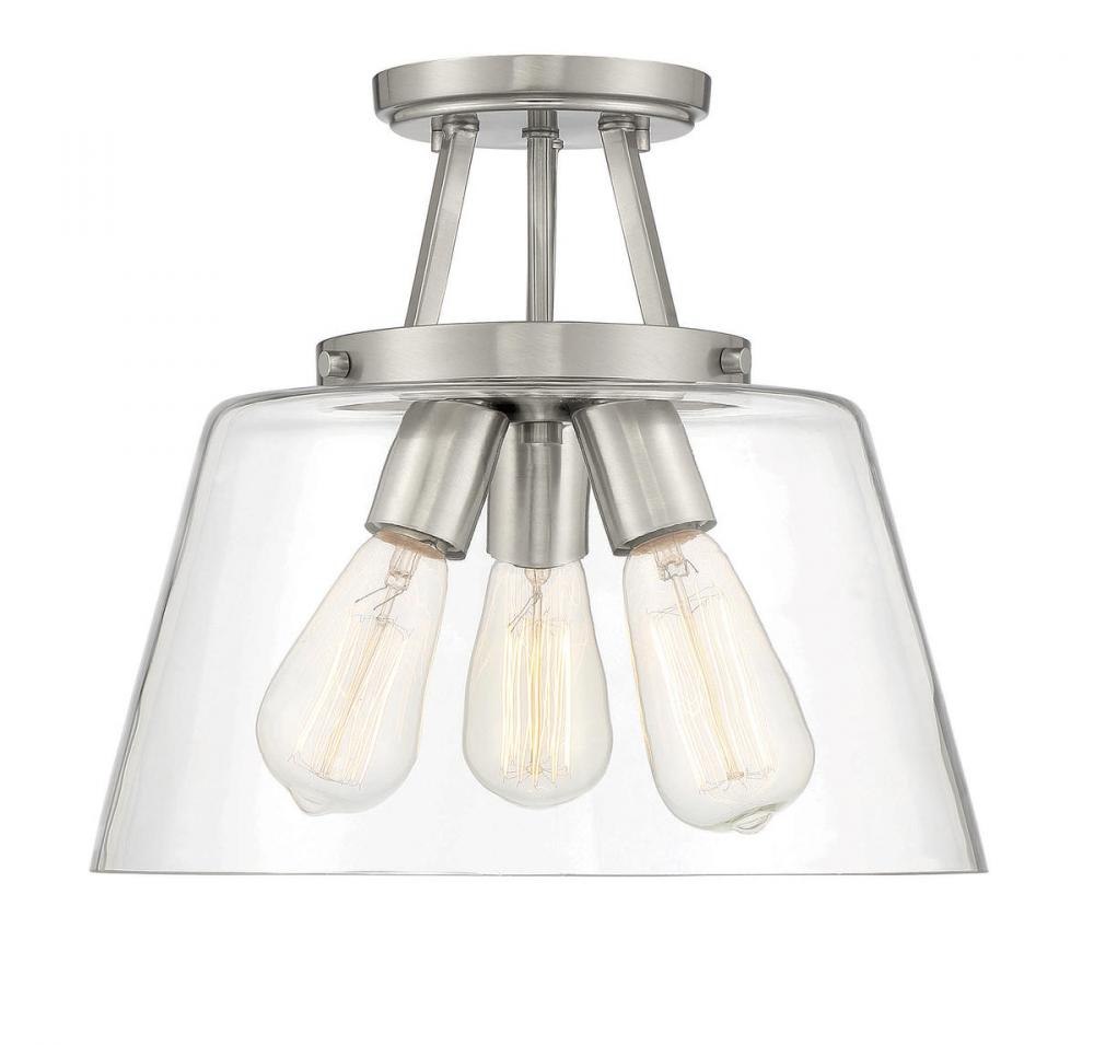 Calhoun 3-Light Ceiling Light in Satin Nickel