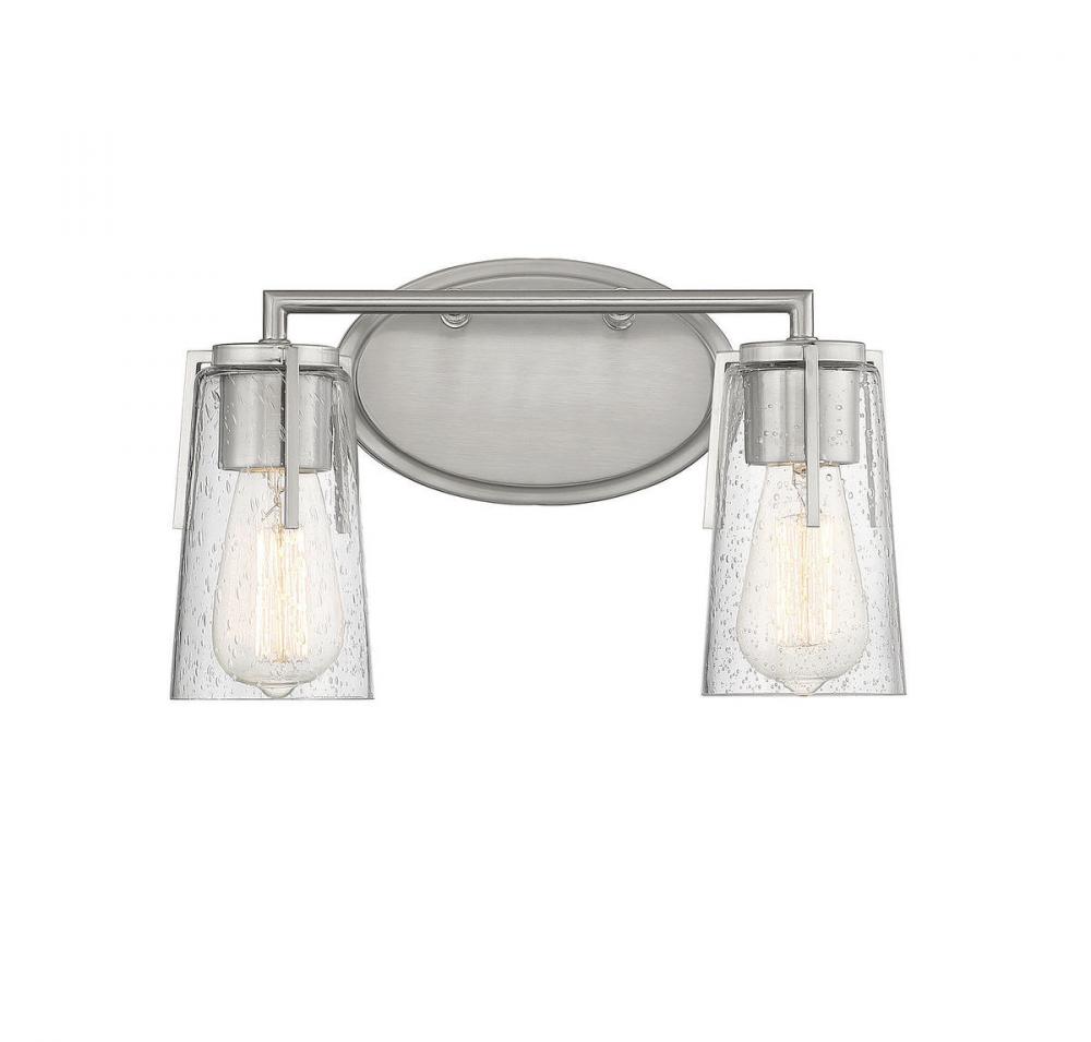 Sacremento 2-Light Bathroom Vanity Light in Satin Nickel