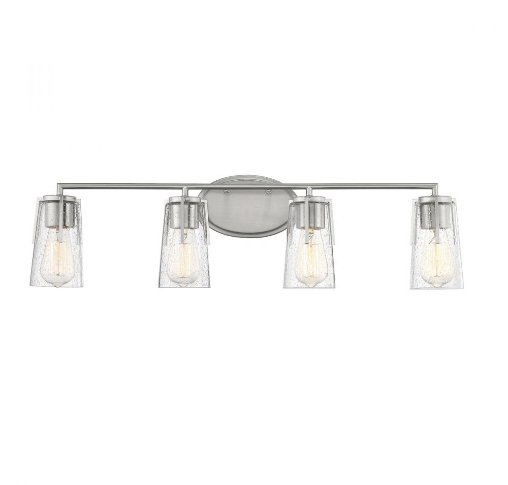 Sacremento 4-Light Bathroom Vanity Light in Satin Nickel