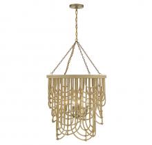 Savoy House 7-7910-4-177 - Bremen 4-Light Pendant in Burnished Brass with Natural Rattan