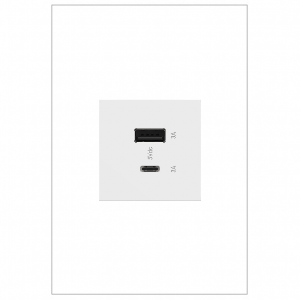 adorne® Ultra-Fast USB Type-A/C Outlet Module, White