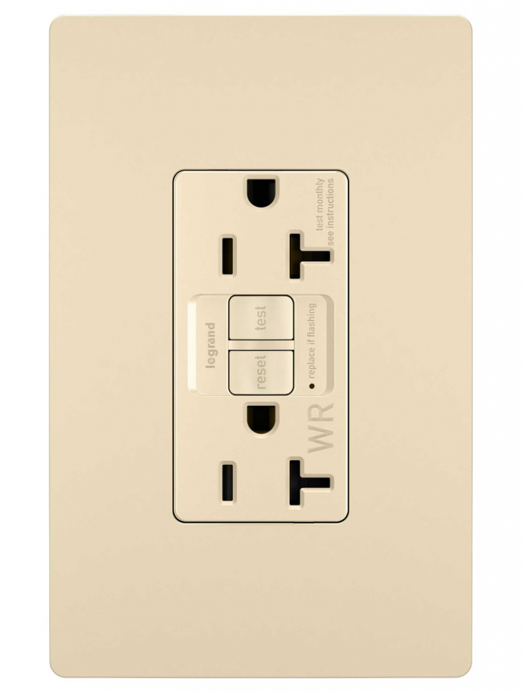 radiant? Spec Grade 20A Weather Resistant Self Test GFCI Receptacle, Ivory