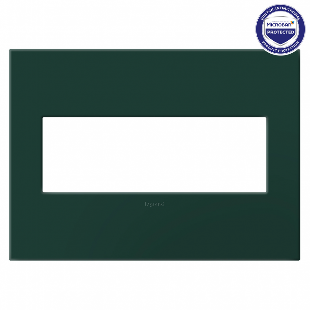 adorne® Evergreen Three-Gang Screwless Wall Plate with Microban®