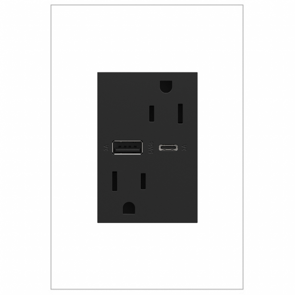 adorne® 15A Tamper-Resistant Ultra-Fast USB Type-A/C Outlet, Graphite