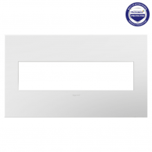 Legrand AWP4GWHW4 - adorne® Gloss White-on-White Four-Gang Screwless Wall Plate with Microban®