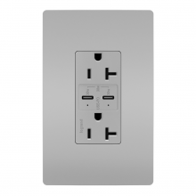 Legrand TR20USBPDGRY - radiant? 20A Tamper Resistant Ultra Fast PLUS Power Delivery USB Type C/C Outlet, Gray
