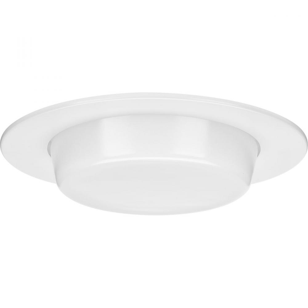 6" Satin White Recessed Drop Lensed Shower Trim with Frosted Glass Diffuser for 6" Housing (