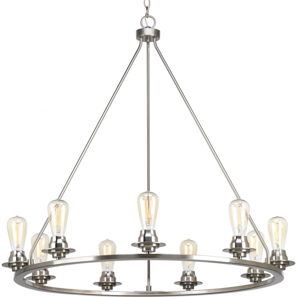 Debut Collection Nine-Light Brushed Nickel Farmhouse Chandelier Light