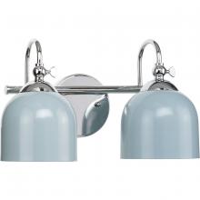 Progress P300382-015 - Dalton Collection Two-Light Farmhouse Polished Chrome Metal Shade Bath Vanity Light