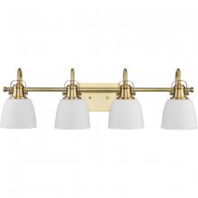 Progress P300429-163 - Preston Collection Four-Light Coastal Vintage Brass Bath and Vanity Light