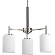 Progress P4318-104 - Replay Collection Three-Light Polished Nickel Etched White Glass Modern Chandelier Light