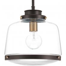 Progress P500061-020 - Judson Collection One-Light Antique Bronze Clear Glass Farmhouse Pendant Light