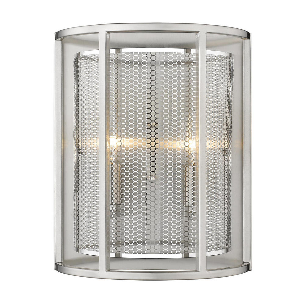 2x60W Wall Light w/ Brushed Nickel Finish and Metal Shade